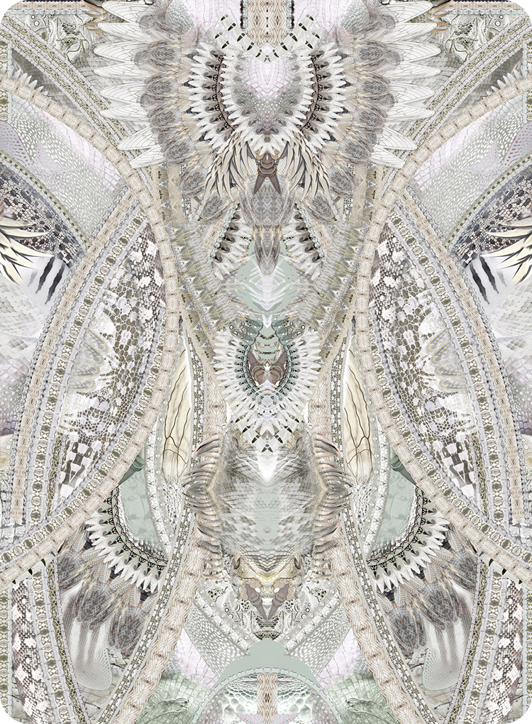 Decorative white textile design
