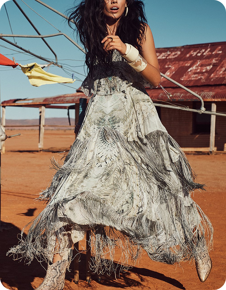 Fashion editorial on a desert set
