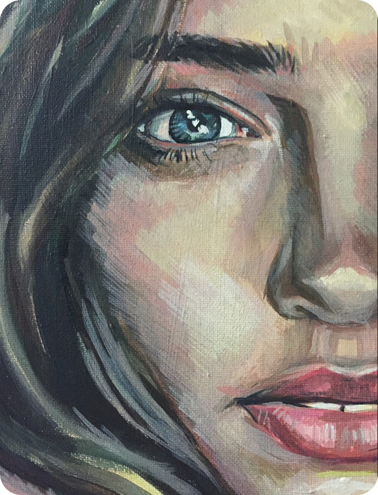 Painted portrait detail