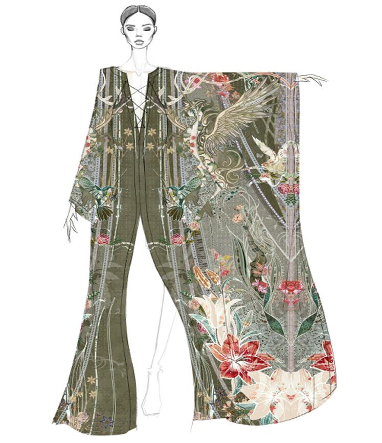 Illustrated patterned jumpsuit design